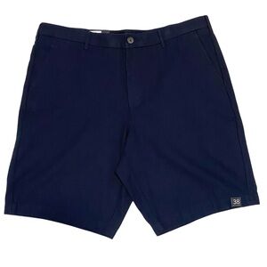 Marc Anthony Luxury Slim Fit Navy Blue Stripe Flat Front Shorts - Waist 38 NWT